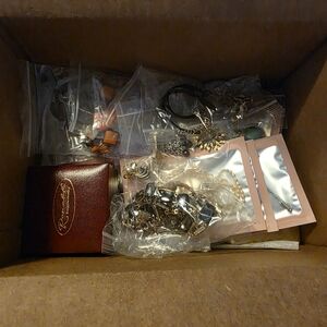 7.63 Pounds Of Useable & Wearable Jewelry All Separated & Bagged Box Is 12x8x7